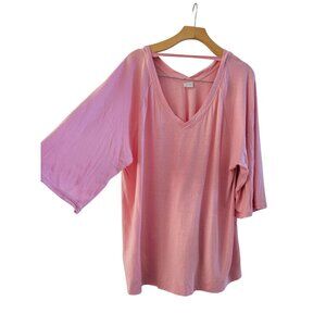 Poetry Womens Pink Hemp Cotton tunic top Size 16 Lagenlook Short Sleeve Tee